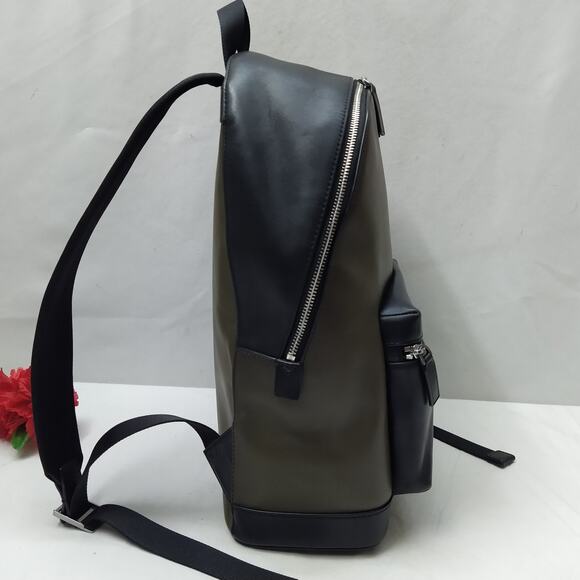 Michael Kors Olive Green Leather Zipper Closure Top Handle Backpack - Picture 6 of 16